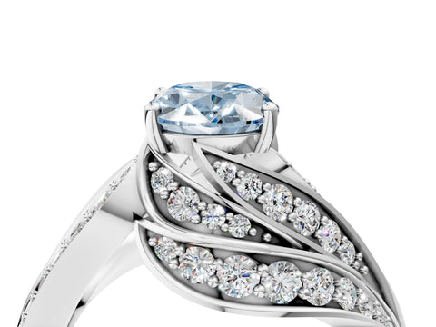White gold Fancy Blue Oval Cut Diamond Solitaire Ring with Prong Setting and Twisted Pavé Band_28