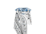 White gold Fancy Blue Oval Cut Diamond Solitaire Ring with Prong Setting and Twisted Pavé Band_29