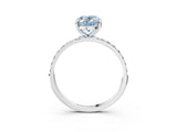 White gold Fancy Blue Oval Cut Diamond Solitaire Ring with Round  Pavé Band and Prong Setting_161