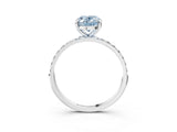 White gold Fancy Blue Oval Cut Diamond Solitaire Ring with Round  Pavé Band and Prong Setting_178