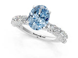 White gold Fancy Blue Oval Cut Diamond Solitaire Ring with Shared Prong Pavé Band and Four-Prong Setting_71