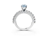 White gold Fancy Blue Oval Cut Diamond Solitaire Ring with Shared Prong Pavé Band and Four-Prong Setting_73