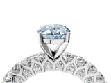 White gold Fancy Blue Oval Cut Diamond Solitaire Ring with Shared Prong Pavé Band and Four-Prong Setting_74