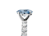 White gold Fancy Blue Oval Cut Diamond Solitaire Ring with Shared Prong Pavé Band and Four-Prong Setting_75