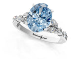 White gold Fancy Blue Oval Cut Diamond Solitaire Ring with Side Stones and Four-Prong Setting_121