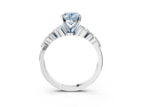 White gold Fancy Blue Oval Cut Diamond Solitaire Ring with Side Stones and Four-Prong Setting_124