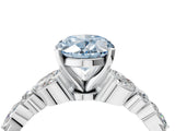 White gold Fancy Blue Oval Cut Diamond Solitaire Ring with Side Stones and Four-Prong Setting_129