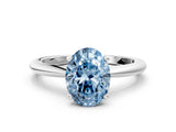 White gold Fancy Blue Oval Cut Diamond Solitaire Ring with Six-Prong Setting and Classic Band_290