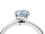 White gold Fancy Blue Oval Cut Diamond Solitaire Ring with Six-Prong Setting and Classic Band_294