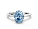 White gold Fancy Blue Oval Cut Diamond Solitaire Ring with Six-Prong Setting and Classic Band_296