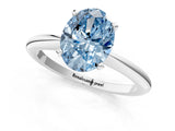 White gold Fancy Blue Oval Cut Diamond Solitaire Ring with Six-Prong Setting and Classic Band_297