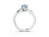 White gold Fancy Blue Oval  Cut Diamond Solitaire Ring with Tapered Baguette Accents and Four-Prong Setting_79