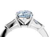 White gold Fancy Blue Oval  Cut Diamond Solitaire Ring with Tapered Baguette Accents and Four-Prong Setting_80