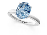 White gold Fancy Blue Oval Cut Diamond Solitaire Ring with Thin Band and Prong Setting_15