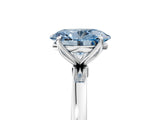 White gold Fancy Blue Oval Cut Diamond Solitaire Ring with Thin Band and Prong Setting_19