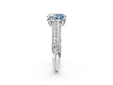 White gold Fancy Blue Oval Cut Diamond Solitaire Ring with Three-Row Pavé Band and Four-Prong Setting_51