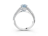 White gold Fancy Blue Oval Cut Diamond Solitaire Ring with Three-Row Pavé Band and Four-Prong Setting_52