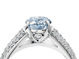 White gold Fancy Blue Oval Cut Diamond Solitaire Ring with Three-Row Pavé Band and Four-Prong Setting_53