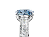 White gold Fancy Blue Oval Cut Diamond Solitaire Ring with Three-Row Pavé Band and Four-Prong Setting_54