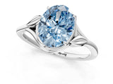 White gold Fancy Blue Oval Cut Diamond Solitaire Ring with Twist Band and Four-Prong Setting_110