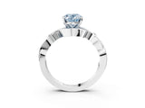 White gold Fancy Blue Oval Cut Diamond Solitaire Ring with Twisted Band and Prong Setting_322