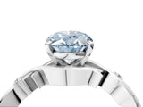 White gold Fancy Blue Oval Cut Diamond Solitaire Ring with Twisted Band and Prong Setting_324