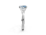 White gold Fancy Blue Oval Cut Diamond Solitaire Twist Band Prong Setting Ring_93