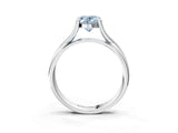 White gold Fancy Blue Oval Cut Diamond Solitaire Twist Band Prong Setting Ring_94