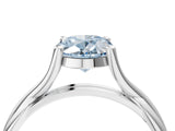 White gold Fancy Blue Oval Cut Diamond Solitaire Twist Band Prong Setting Ring_95