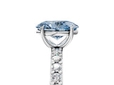 White gold Fancy Blue Oval  Cut Diamond Solitaire with Pave Band and Four-Prong Setting 2