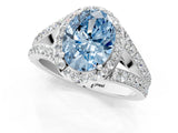 White gold Fancy Blue Oval Cut Diamond Split Shank Halo Ring with Four-Prong Setting_70