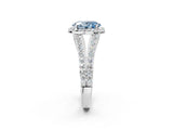 White gold Fancy Blue Oval Cut Diamond Split Shank Halo Ring with Four-Prong Setting_71