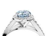 White gold Fancy Blue Oval Cut Diamond Split Shank Halo Ring with Four-Prong Setting_73