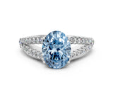 White gold Fancy Blue Oval Cut Diamond Split Shank Pavé Engagement Ring with Four-Prong Setting_93