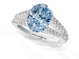 White gold Fancy Blue Oval Cut Diamond Split Shank Pavé Engagement Ring with Four-Prong Setting_94