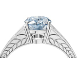 White gold Fancy Blue Oval Cut Diamond Split Shank Ring with Pavé Band and Four-Prong Setting_49