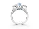 White gold Fancy Blue Oval Cut Diamond Three-Stone Ring with Channel Set Band and Four-Prong Setting_67