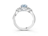 White gold Fancy Blue Oval Cut Diamond Three-Stone Ring with Pear  Side Stones and Prong Setting_176
