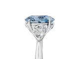 White gold Fancy Blue Oval Cut Diamond Three-Stone Ring with Pear  Side Stones and Prong Setting_179