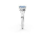 White gold Fancy Blue Oval Cut Diamond Three-Stone Ring with Prong Setting and Classic Band_125