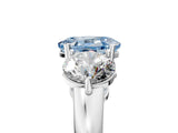 White gold Fancy Blue Oval Cut Diamond Three-Stone Ring with Prong Setting and Classic Band_128