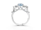 White gold Fancy Blue Oval Cut Diamond Three-Stone Ring with Prong Setting and Pavé Band_3