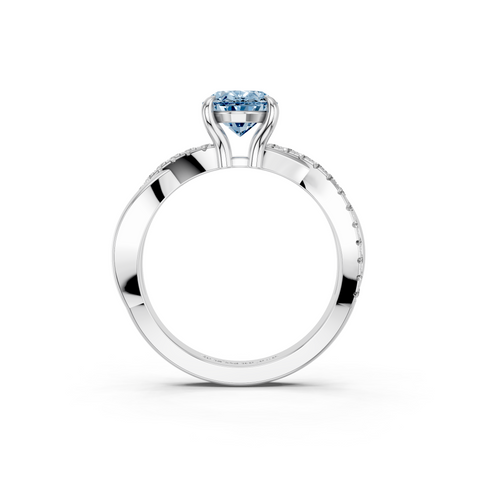 White gold Fancy Blue Oval  Cut Diamond Twist Band Solitaire with Prong Setting_12