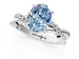 White gold Fancy Blue Oval  Cut Diamond Twist Band Solitaire with Prong Setting_45
