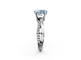 White gold Fancy Blue Oval  Cut Diamond Twist Band Solitaire with Prong Setting_46