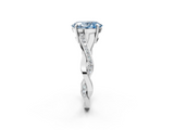 White gold Fancy Blue Oval  Cut Diamond Twisted Band Engagement Ring with Prong Setting_5