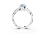 White gold Fancy Blue Oval  Cut Diamond Twisted Band Engagement Ring with Prong Setting_6