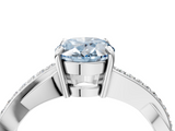 White gold Fancy Blue Oval  Cut Diamond Twisted Band Engagement Ring with Prong Setting_7