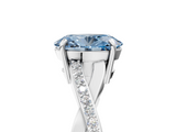 White gold Fancy Blue Oval  Cut Diamond Twisted Band Engagement Ring with Prong Setting_8
