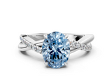 White gold Fancy Blue Oval  Cut Diamond Twisted Band with Pavé Setting and Four-Prong Setting_19